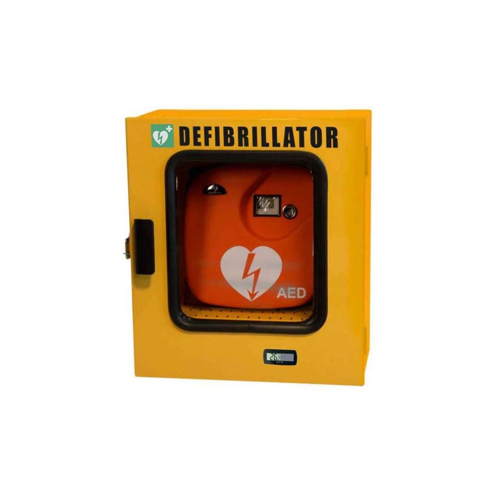 Teca da esterno defibrillatore con termoregolazione e allarme