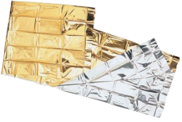 Coperta Isotermica oro/argento, monouso, impermeabile