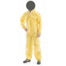 Tuta protettiva Shield Chem con cappuccio, gialla, categoria III